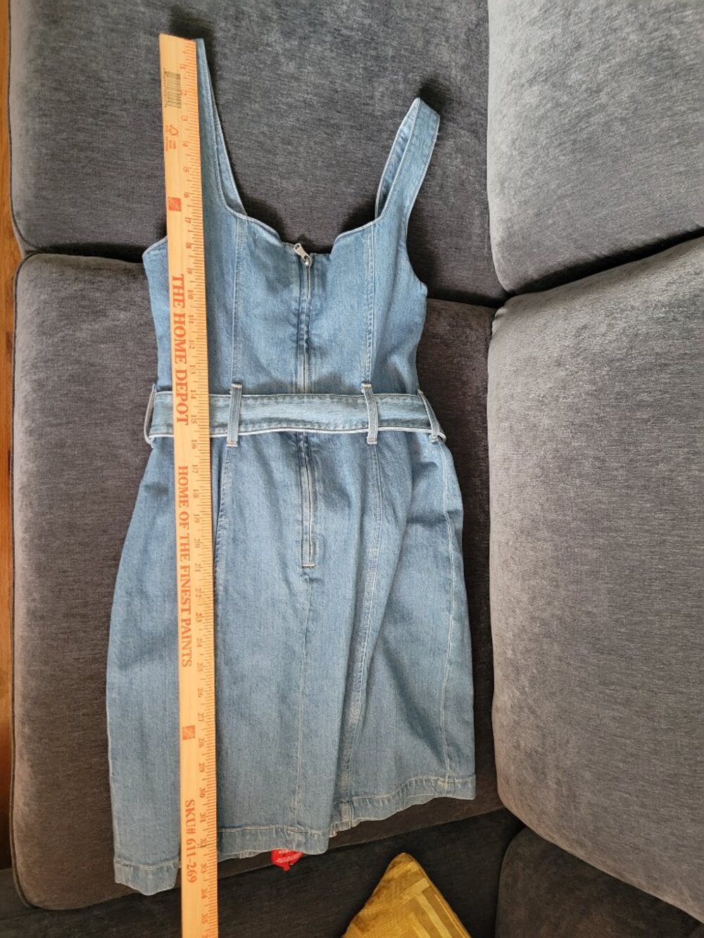 NWT L'AGENCE Denim "Midy" Belted Sleeveless Mini Dress Pockets Retail - Size 6 - Picture 4 of 15